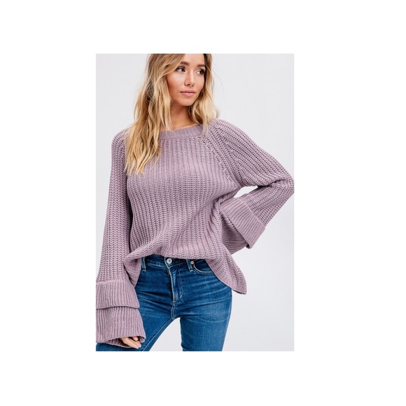 NWT PREMIUM KNIT Layered Bell Sleeve Sweater S/M - Picture 7 of 8